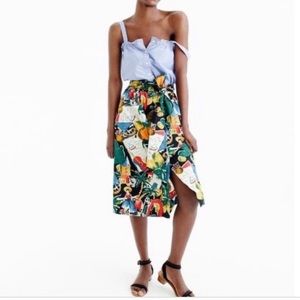 J Crew Postcard Button front midi skirt 16